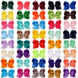 Hair Accessories CN 100pcs/lot 5" Colorful Solid Ribbon Bow With Clips For Girls Kids Hairpins 40 Colors