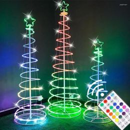 Strings 1.2/1.5/1.8M Spiral Artificial Christmas Tree With RGB Changeable Fairy Light Garland Outdoor For Xmas Year Holiday Decor