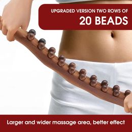 Face Care Devices 20 Beads Massager Body Natural Carbonised Beech Wood Scraping Massage Stick Back SPA Therapy Point Guasha Relax Tool 231030