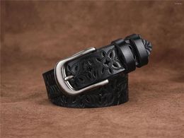 Belts Arrival Women's Fashion Belt Cowskin Leather Alloy Needle Buckle Decorative Cowhide Hollowed Out Female