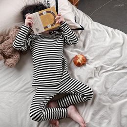 Clothing Sets Autumn Winter Kids Pyjamas Striped O-Neck Cotton Warm Sleepwear Suit Boys And Girls Thicken Soft Comfortable Home Wear