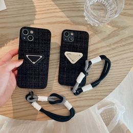 Designer Women Cell Phone Case With Lanyard For Iphone 15 14 Promax 13pro 12 Iphone Case Luxury Mobile Phone Case Designer Letter Back Cover