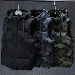 Men's Vests Plus Size L 7XL Autumn Winter Men Vest 2023 Casual Sleeveless Jackets Hooded Fashion Camouflage Waistcoat Clothing 231031