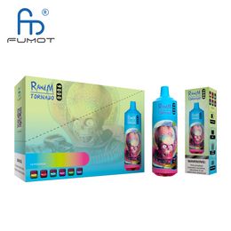 Original Fumot facotry Disposable Vape RandM Tornado 9000 Puffs Large Capacity Multi Colour Device RGB Glowing Free Shipping 52 Colours