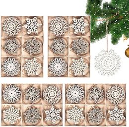 Christmas Decorations Wood Snowflake Ornaments Rustic Wooden Cutouts - Shaped Embellishments Crafts With Twine