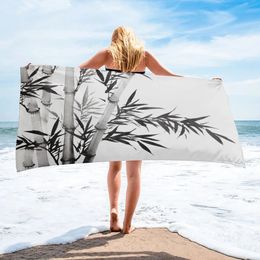 Towel Black and White Bamboo Beach Bathroom Soft Absorbent Microfiber Fabric Towels Home Textile Travel Camping Women Men 231031