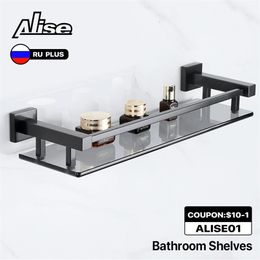 Bathroom Shelves Bathroom Shelves Shower Storage Rack Glass Bath Shelf Wall Mount Shampoo Rack Organiser Bathroom Accessories 231031