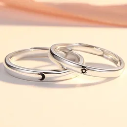 Cluster Rings Sun Moon Couple Set Open Adjustable Ring Eacher Lovers Circlet Minimalist Engagement Wedding Finger Jewlery Gift