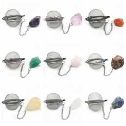 Infusers for Loose Tea Mesh Strainer with Extended Chain Key Rings Hook Stainless Steel Charm Energy Drip Trays Crystal Shaker Bal206m