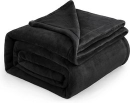 Blankets Fleece Blanket Queen Black Bed Soft Lightweight Plush Fuzzy Cosy Luxury Microfiber 231030