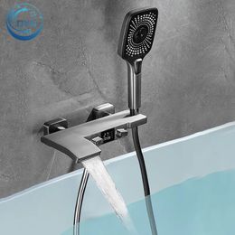 Bathroom Shower Heads OXG Waterfall Brass Bathtub Faucet Bath Mixer Crane Digital Display Function for bathroom 231030