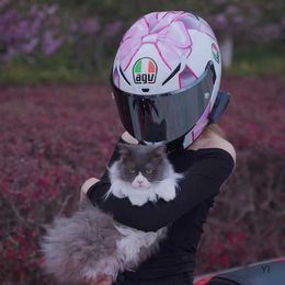 AA Designer Helmet Full Face Open Face Motorcycle Helmet Agv Pista Gp Rr Pink Bow Limited Edition Pre Order Motorcycle Full Helmet Carbon Fibre YI-I23Y