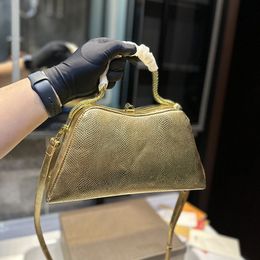 Clip Handbags Purse Tote Shopping Bag Genuine Leather Hard Handle Removable Strap Dinner Crossbody Bags Golden Hardware Buckle Women Plain Handbag