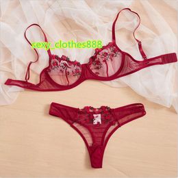 Bras Sets Mesh Lace Lingerie Set Underwire See Through Brassiere Sexy Underwear Bra and Panty Transparent Intimate 230325