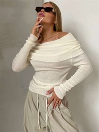 Off shoulder Sexy Knit Sweater for Women Mesh See through Long Sleeve Backless Y k Top Fashion Knitwear Pullover