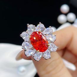 Ring Women Fashion Orange Crystal zircon diamond Open Ring Jewelry Birthday Gift Adjustable