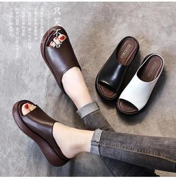 Sandals Women Fashion Wedges Platform Shoes Female Slides Slippers Breathable Pu Lightweight Ladies Footwear Large Size35-42