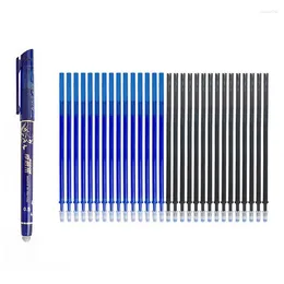 31Pcs/Set Erasable Pen Washable Handle 0.5mm Black Blue Ink Writing Gel Pens Refill Rod For School Office Stationery