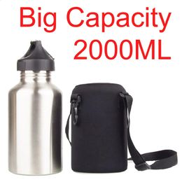 Water Bottles Cages 2000ML Sport Bottle Set for Camping Hiking Bicycle Cycling Wide Mouth Drink Jug with Neoprene Insulated Cover Bag 231030