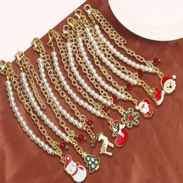 Link Bracelets Charm Bracelet Christmas Santa Claus Shape For Women Girl Korean Sweet Cute Jewellery Happy Year 2024 Xmas Gift