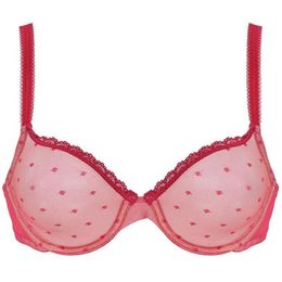 Big Red Sexy Bras For Women See Through Mesh Transparent Dot Wire Underwear Drop 32 34 36 38 40 42 44 A B C D DD E DDD F264v