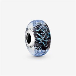 New Arrival 925 Sterling Silver Wavy Dark Blue Murano Glass Ocean Charm Fit Original European Charm Bracelet Fashion Jewellery Acces276h