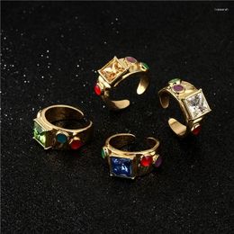 Cluster Rings BUY 2023 Fashion Gold Color Copper Open Design Ring Female Party Jewelry Luxury Crystal CZ Stone Wedding Wholesale