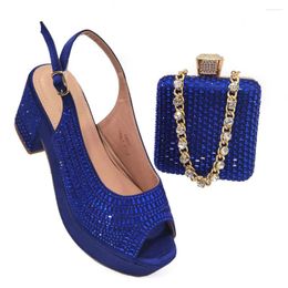 Dress Shoes Mature 2023 Stiletto Pointed Toe And Blue Colour Soft Small Bag African Women's Party Bags
