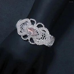 Bangle European And American Style Personalized Fashion Geometry Rhinestone Elastic Open Bracelet Luxury Shiny Crystal Wedding