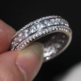 Choucong Jewellery Women ring Channel setting Round Diamond white gold filled Engagement Wedding Band Ring Sz 5-112524
