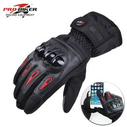 Cycling Gloves Free Ship Motorcycle Racing Waterproof Windproof Winter Warm Leather Bicycle Cold Guantes Luvas Motor Glove 231031