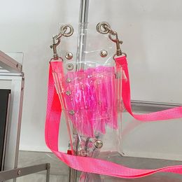 Hair Salon Pink Transparent Scissors Bag Fashion Diagonal Body Pack Hair Stylist Hair Cutting Bag Hair Kit Bag 231030