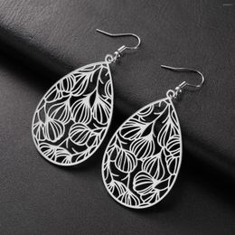 Dangle Earrings Sipuris Water Drop Hollow Big For Women Stainless Steel Fashion Leaf Plant Geometry Jewellery Christmas Gifts