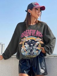 Women's Hoodies Wonderful Night Cartoons Mushroom Butterfly Shaped Skull Print For Womens Street Casual Hoody Hip Hop Fleece Clothing