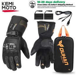 Cycling Gloves Leather Heated Motorcycle Winter Touch Screen Ski Camping Battery Powered Waterproof Motorbike 231031