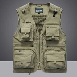 Men's Vests Summer Men Unloading Tactical Vest Coat Casual Men's Photographer Waistcoat Mesh Work Sleeveless Jacket Tools Pocket Vest 5XL YQ231031