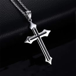 Cross Pendant Necklaces Women Mens Stainless Steel Jesus Christ Jewelry for Neck Fashion Christmas Valentines Gifts for Girlfriend Wholesale