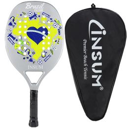 Tennis Rackets INSUM Beach Racket 22mm Full Carbon Round Grip Super SOFT EVA Fibre Padel 231031