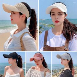 Ball Caps Women Breathable Large Brim Elastic Baseball Cap Sun Hat Empty Top Sports Visors