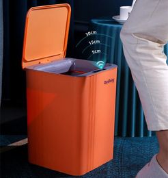 Waste Bins Smart Trash Can Automatic Sensor Trash Bin For Home Kitchen Bathroom Dustbin Touchless Waterproof Bucket Garbage Wastebasket 231031