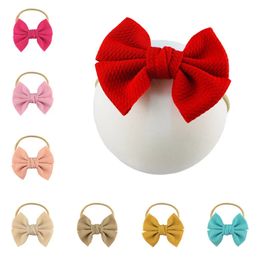 Hair Accessories 20pcsLot Texture Waffle Bows With Nylon Headband Girls Soft Solid Elastic Band Boutiques XPP245H1 231031