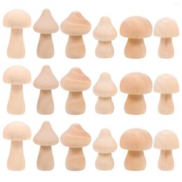 Garden Decorations 18 Pcs Small Wooden Mushroom Decor DIY Painting Toys Decors Halloween Home Models Adorn Child House