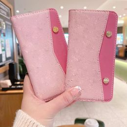 iPhone Case Designer Phone Cases for Apple iPhone 15 14 Pro Max 14 Plus 13 12 11 Fashion Monogram Wallet Card Holder Luxury Spliced Leather Folio Mobile Cover