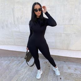 Long Sleeve Ladies Grey Black Sexy Bodycon Jumpsuit Women Elastic Skinny One Piece Summer Rompers Womens Jumpsuit Female1160E