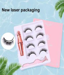 New 3D Magnetic Eyelashes Eyeliner and Eyelashes Kit With Reusable No Glue Faux Mink 5 Magnets False Lashes Pack of 4 Pairs4147828