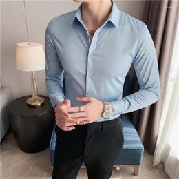 Men's Dress Shirts BHRIWRPY Spring For Men British Style Slim Fit Work Wear Long Sleeve