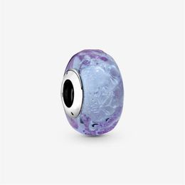 New Arrival 100% 925 Sterling Silver Wavy Lavender Murano Glass Charm Fit Original European Charm Bracelet Fashion Jewellery Accesso248Y