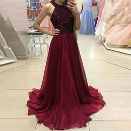 Casual Dresses Black Fashion Sequined Evening Night For Women 2021 Halter Sleeveless Backless Long Formal Prom Wedding Party Gown 270y