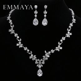 Wedding Jewellery Sets EMMAYA Brand Gorgeous AAA CZ Stones Jewellery Set White Crystal Flower Party Wedding Jewellery Sets For Women 231030