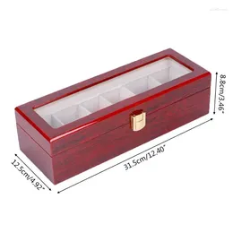Watch Boxes Box Wooden Jewelry Storage Case Men Glass Top Watches Display